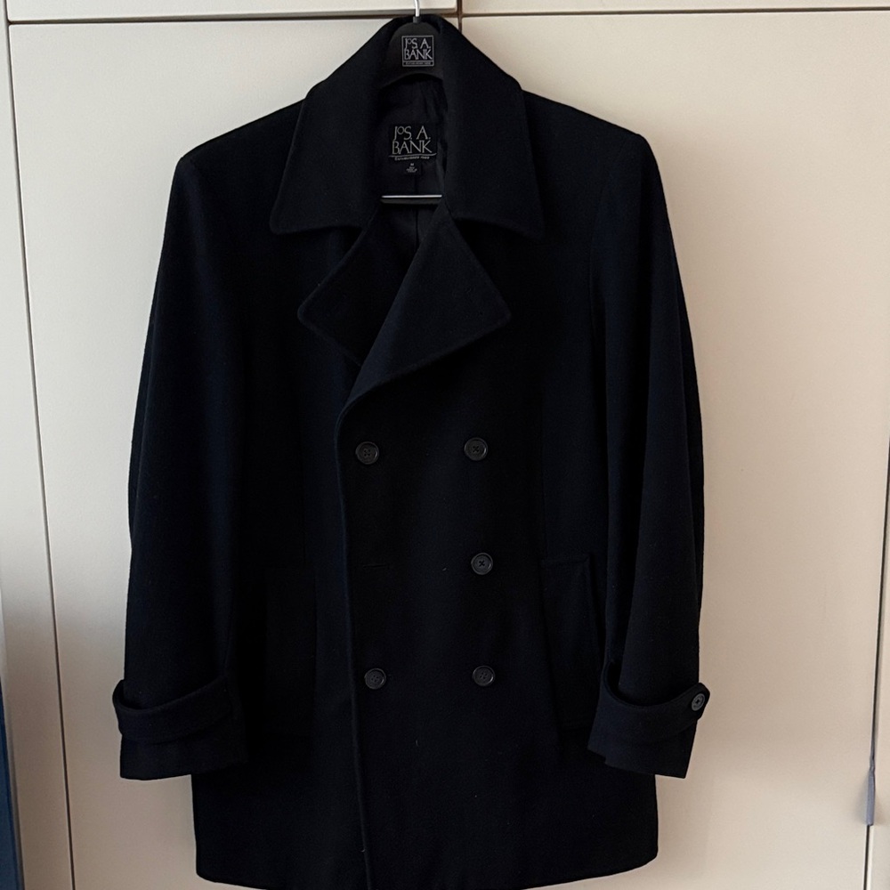 Jos. A. Bank Classic Black PeaCoat (81% wool 19% nylon)